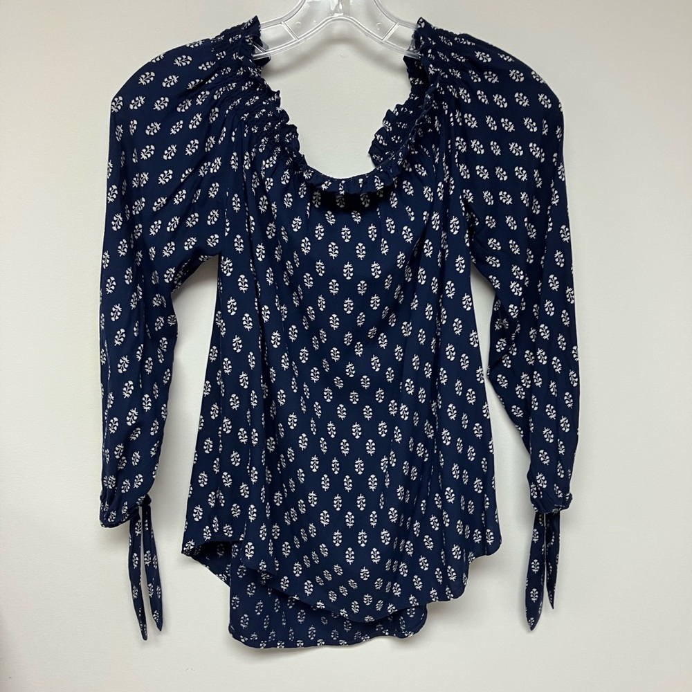Beachlunchlounge, blouse, Navy/White Floral Design, XS